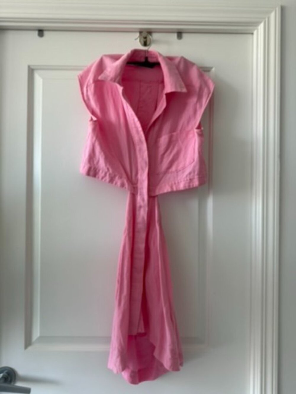 Zara Pink Linen Tie-Front Top – Size S